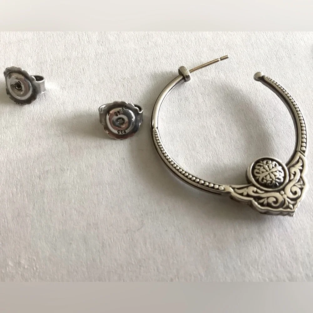 Konstantino Mother of Pearl Hoop Earrings, Sterling Silver & 18K Gold - Picture 8 of 11